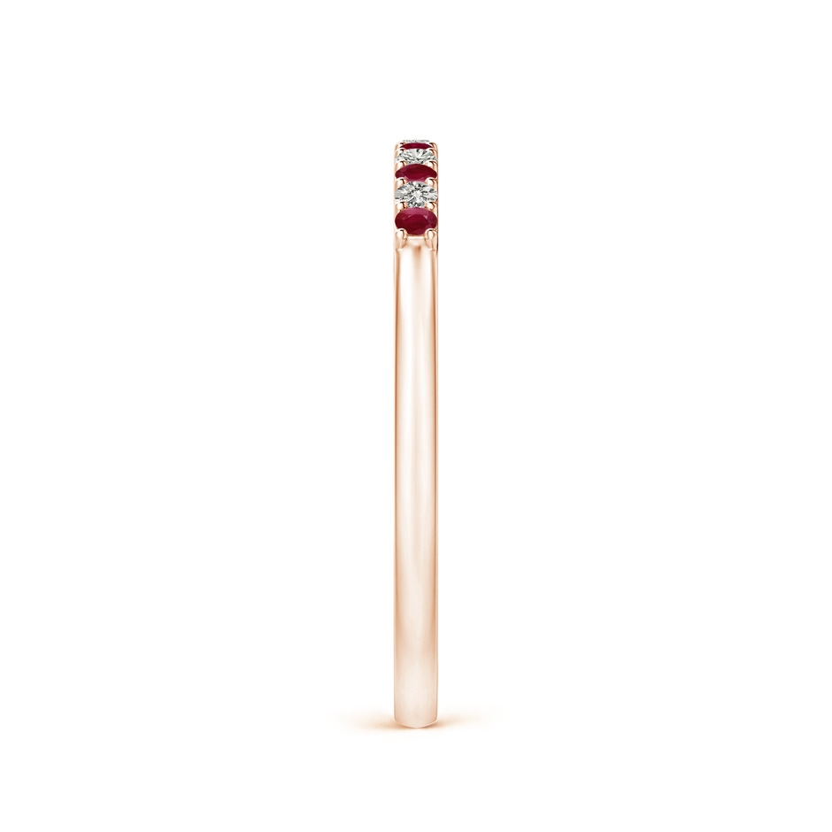 1.5mm A Ruby and Diamond Half Eternity Wedding Band in Rose Gold side 2