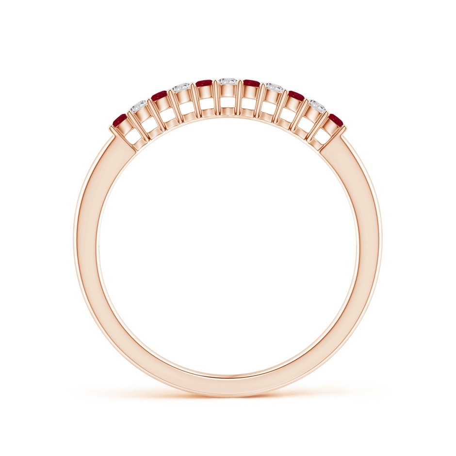 1.5mm AA Ruby and Diamond Half Eternity Wedding Band in Rose Gold side 1