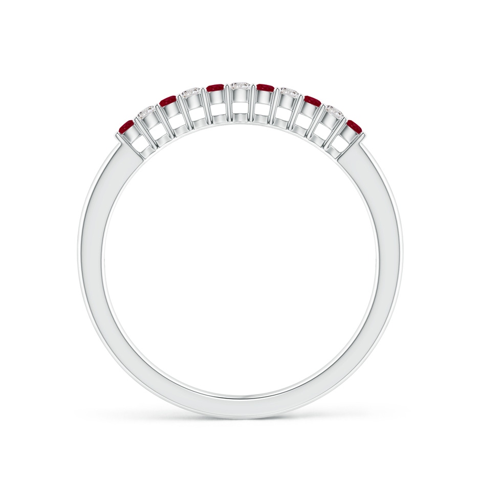 1.5mm AA Ruby and Diamond Half Eternity Wedding Band in White Gold side 1