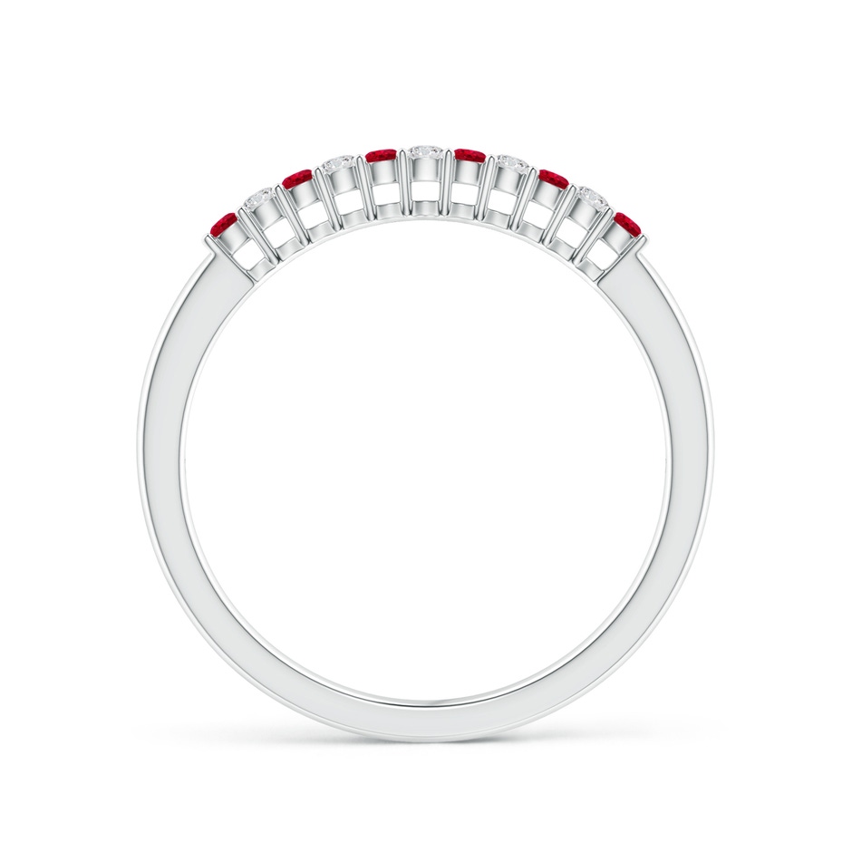 1.5mm AAA Ruby and Diamond Half Eternity Wedding Band in White Gold side 1
