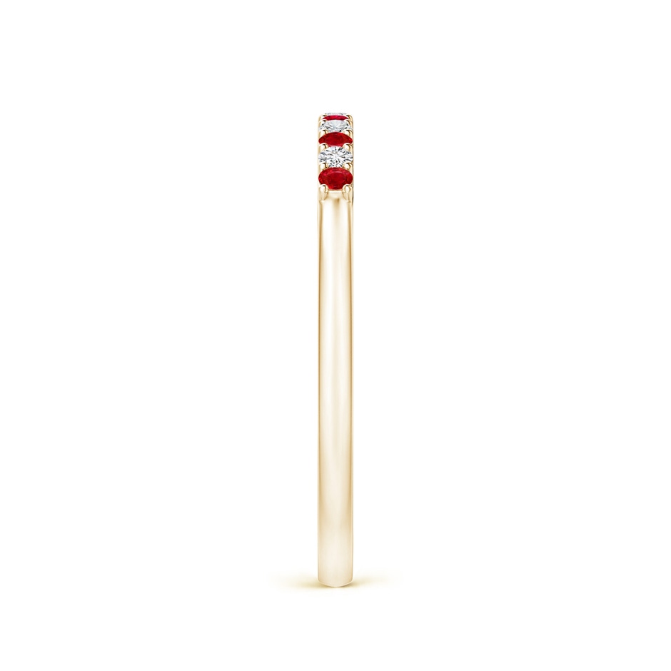 1.5mm AAA Ruby and Diamond Half Eternity Wedding Band in Yellow Gold side 2