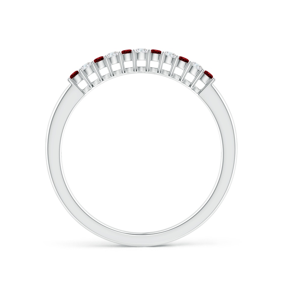 1.5mm AAAA Ruby and Diamond Half Eternity Wedding Band in P950 Platinum side 1