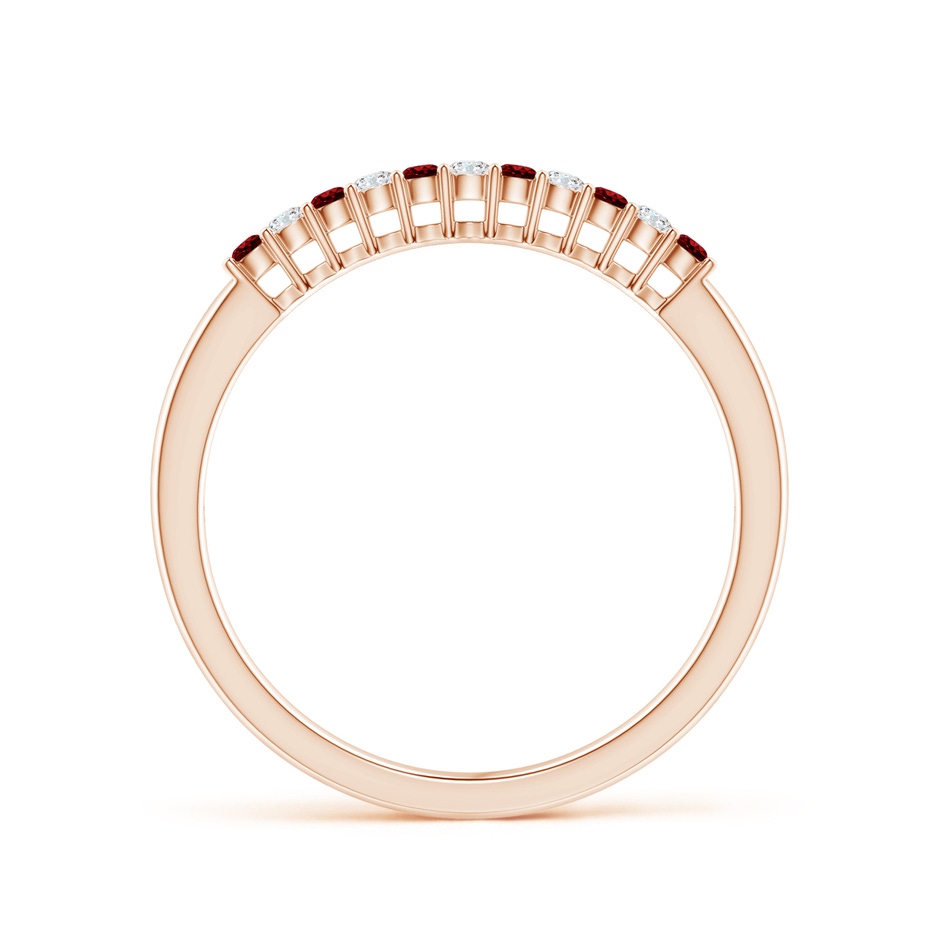 1.5mm AAAA Ruby and Diamond Half Eternity Wedding Band in Rose Gold side 1