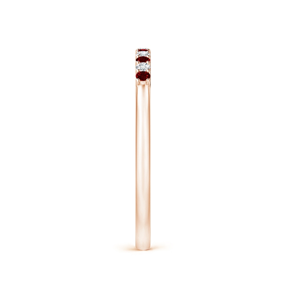 1.5mm AAAA Ruby and Diamond Half Eternity Wedding Band in Rose Gold side 2