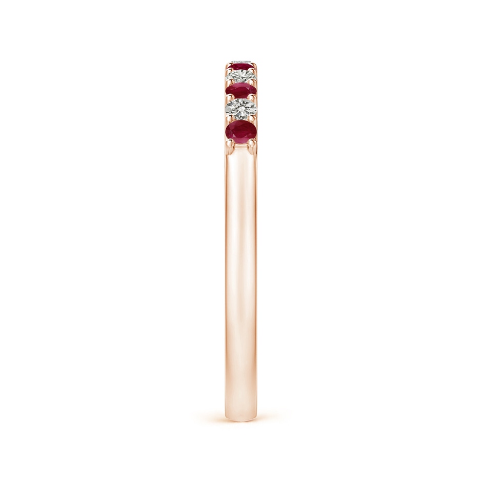 2mm A Ruby and Diamond Half Eternity Wedding Band in Rose Gold side 2