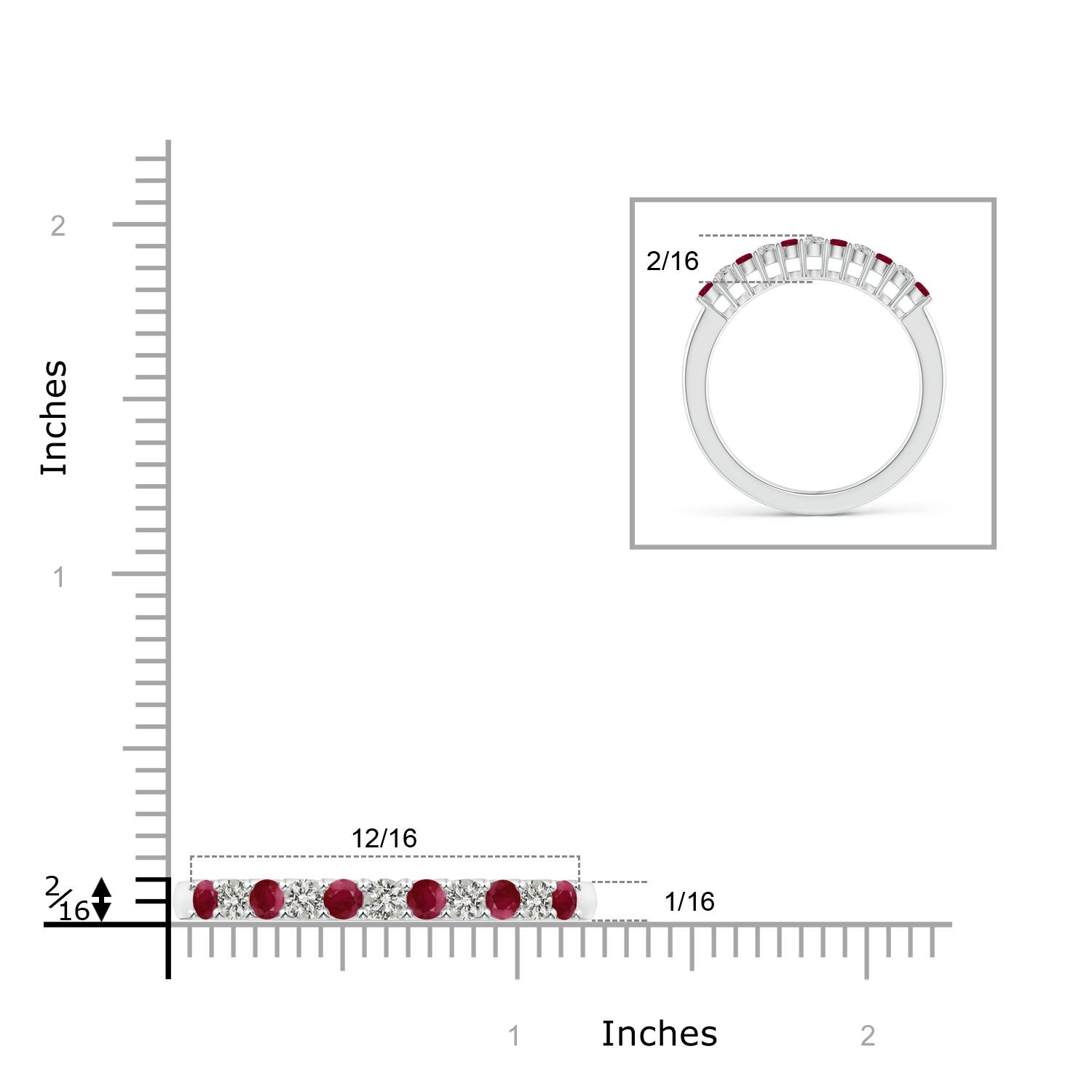 A - Ruby / 0.48 CT / 14 KT White Gold