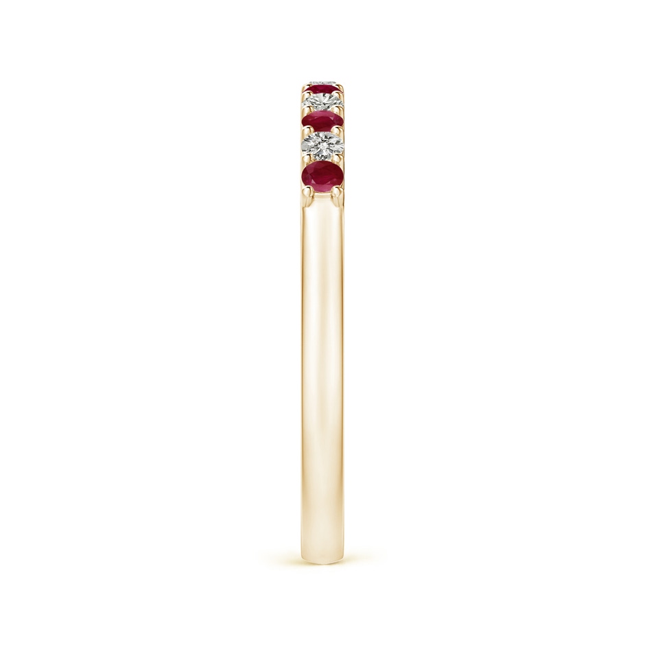 2mm A Ruby and Diamond Half Eternity Wedding Band in Yellow Gold side 2