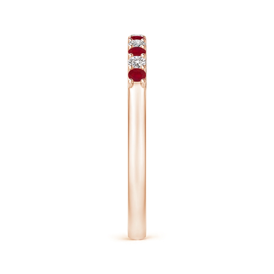 2mm AA Ruby and Diamond Half Eternity Wedding Band in Rose Gold side 2