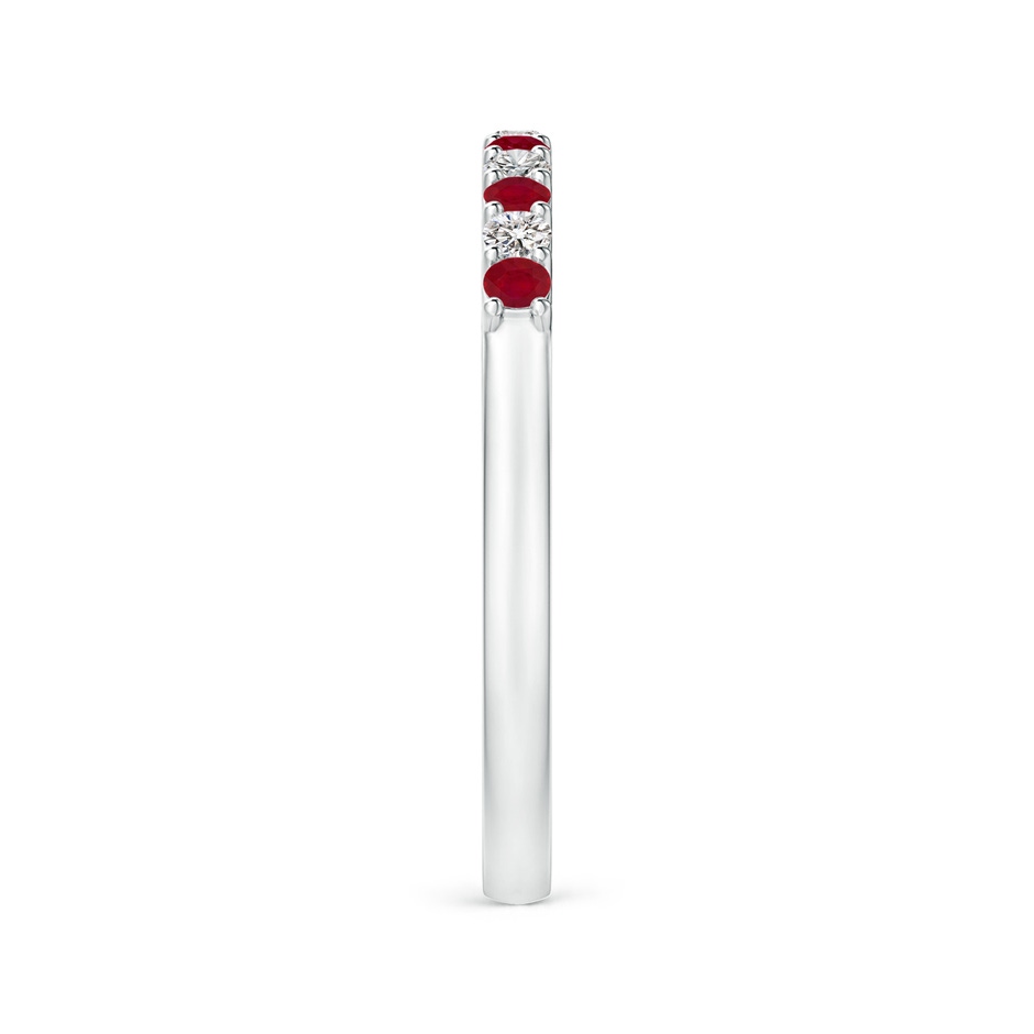 2mm AA Ruby and Diamond Half Eternity Wedding Band in White Gold side 2