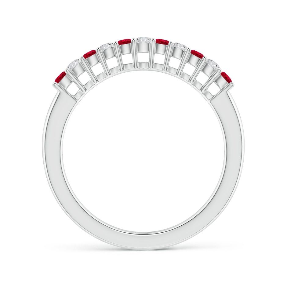 2mm AAA Ruby and Diamond Half Eternity Wedding Band in P950 Platinum side 1