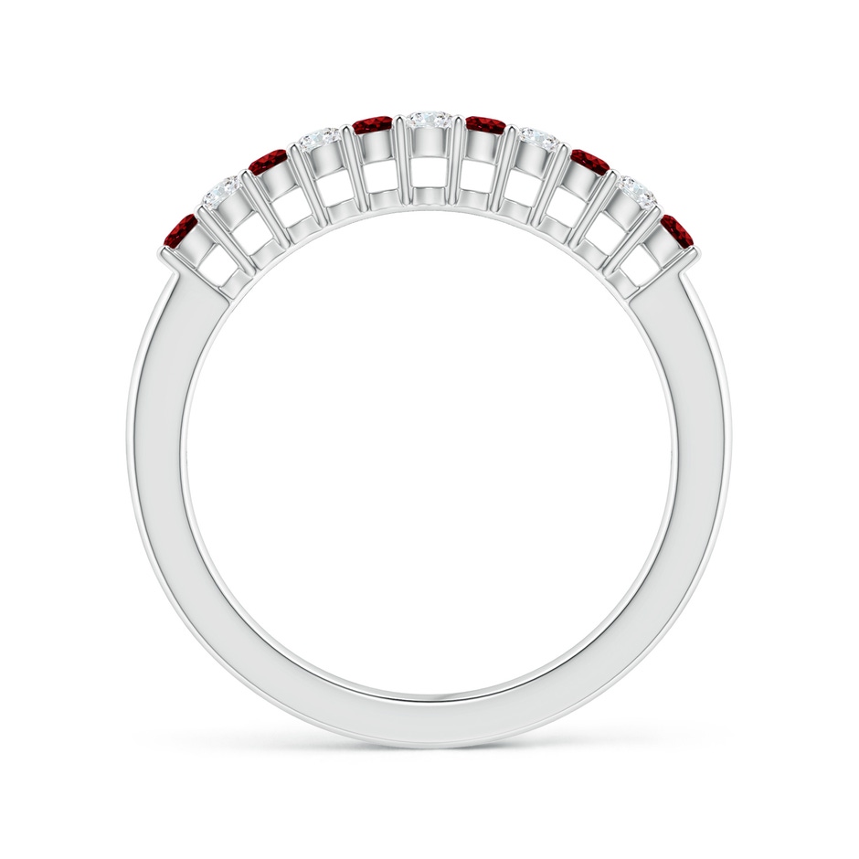 2mm AAAA Ruby and Diamond Half Eternity Wedding Band in White Gold side 1