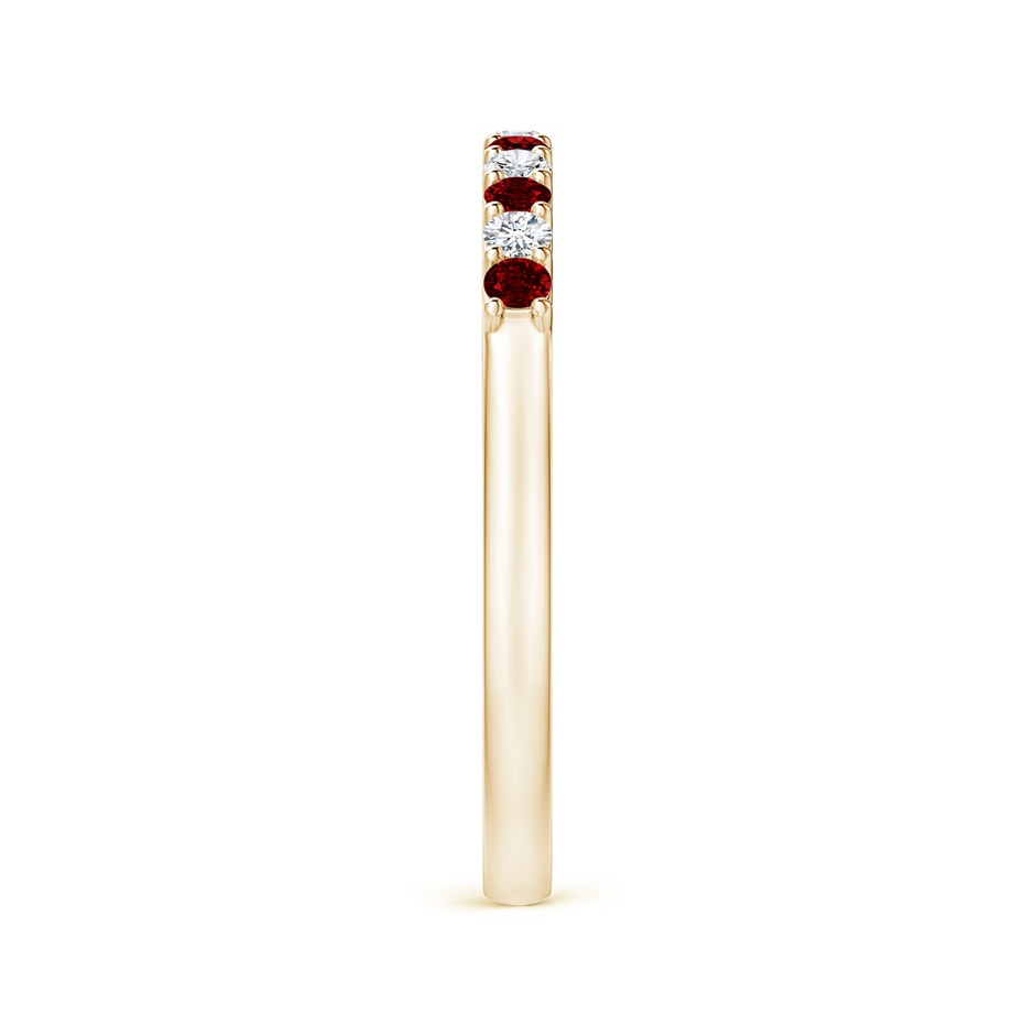 2mm AAAA Ruby and Diamond Half Eternity Wedding Band in Yellow Gold side 2