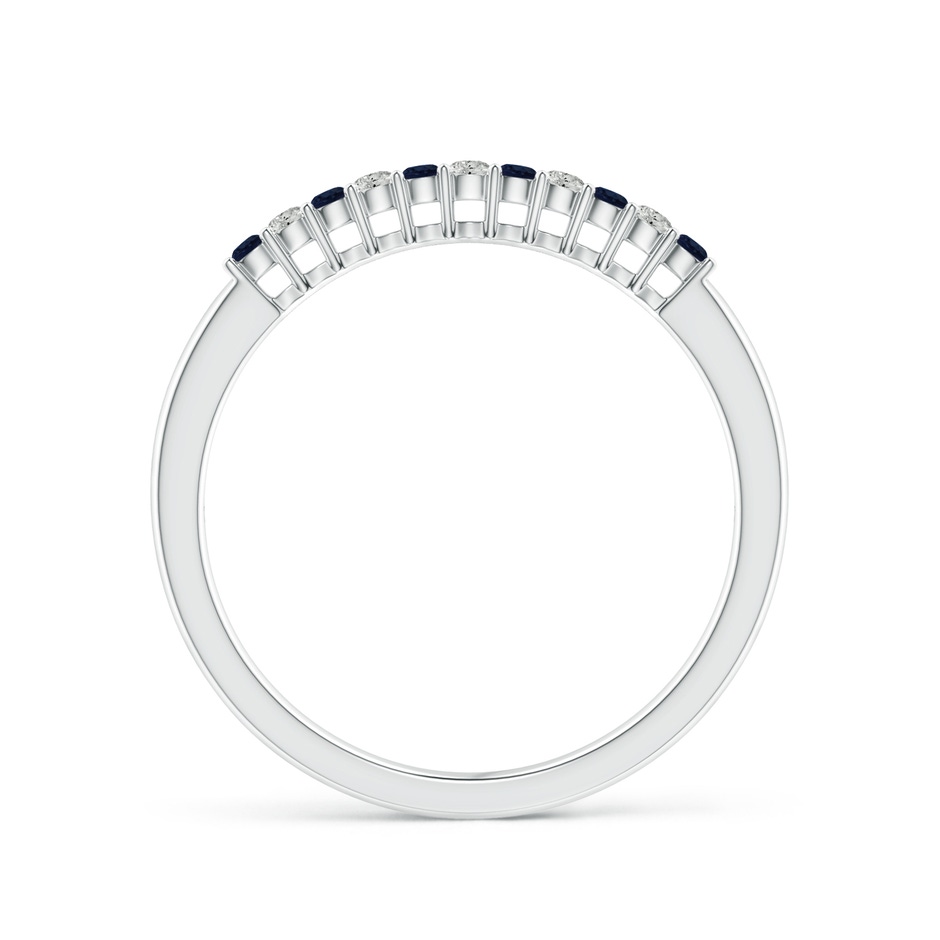 1.5mm A Blue Sapphire and Diamond Half Eternity Wedding Band in White Gold product image