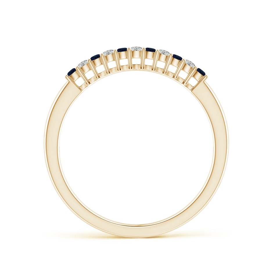1.5mm A Blue Sapphire and Diamond Half Eternity Wedding Band in Yellow Gold product image