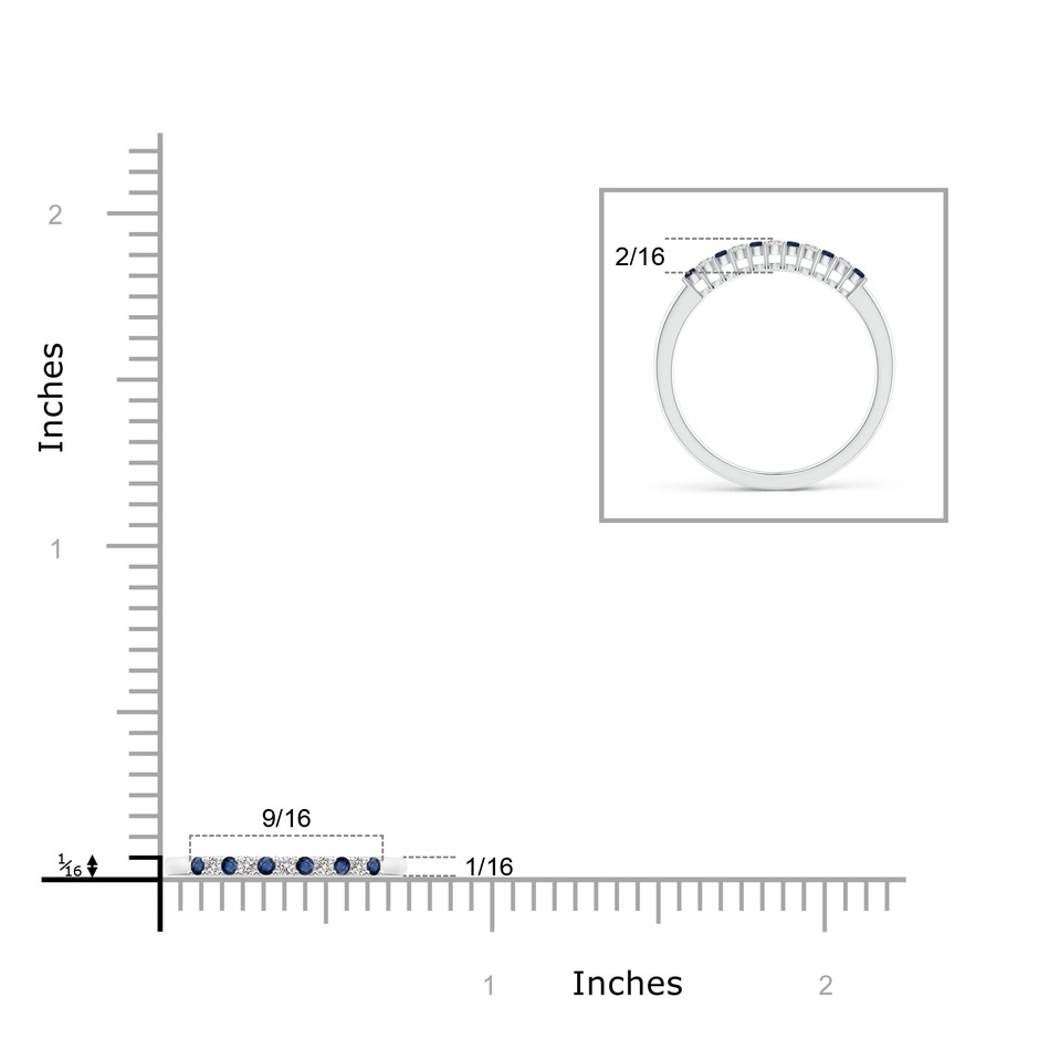 1.5mm AA Blue Sapphire and Diamond Half Eternity Wedding Band in P950 Platinum product image