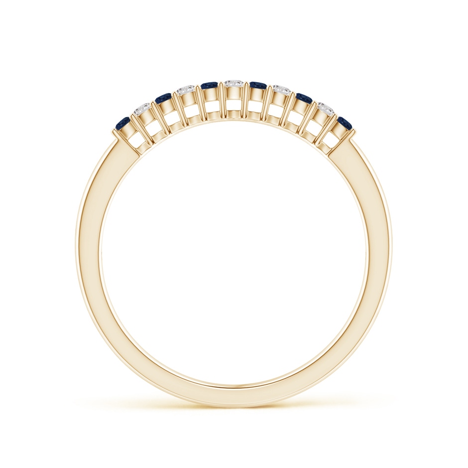 1.5mm AA Blue Sapphire and Diamond Half Eternity Wedding Band in Yellow Gold product image