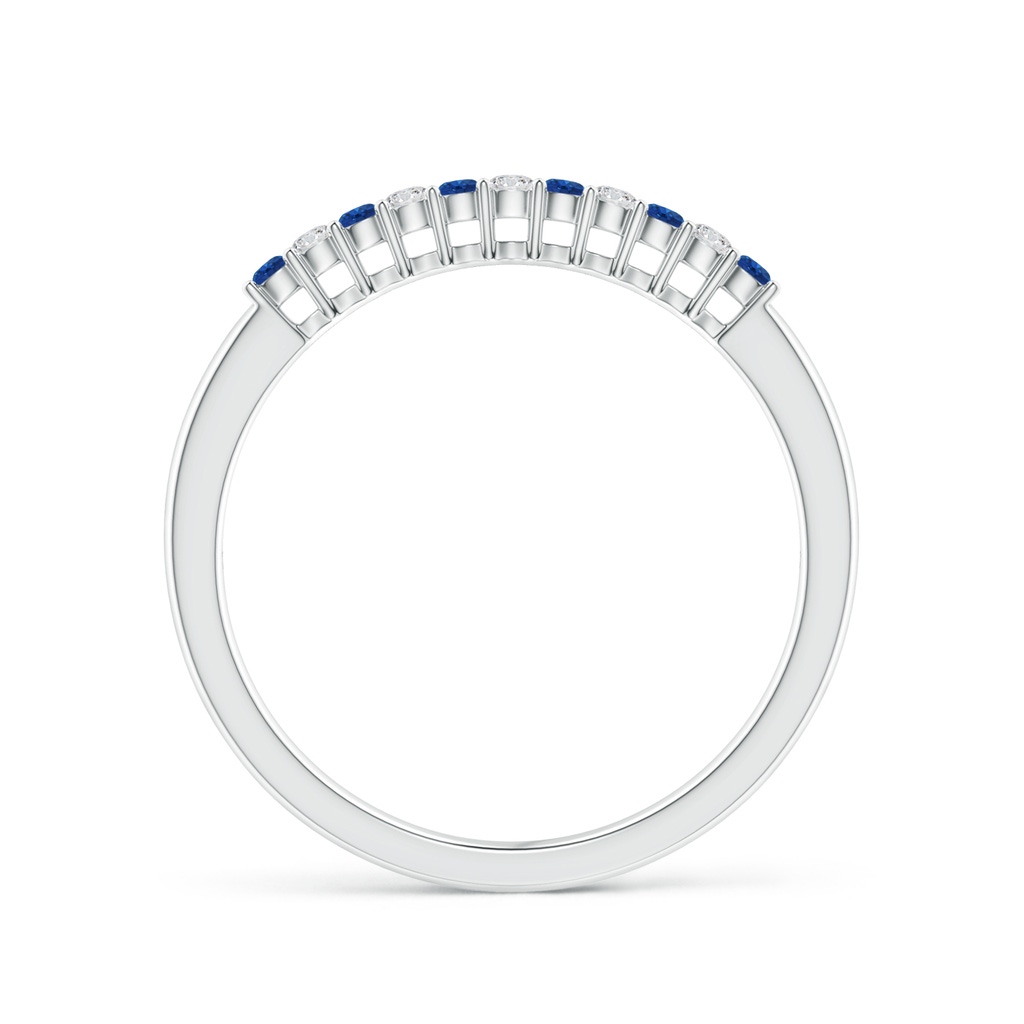 1.5mm AAA Blue Sapphire and Diamond Half Eternity Wedding Band in 9K White Gold Product Image