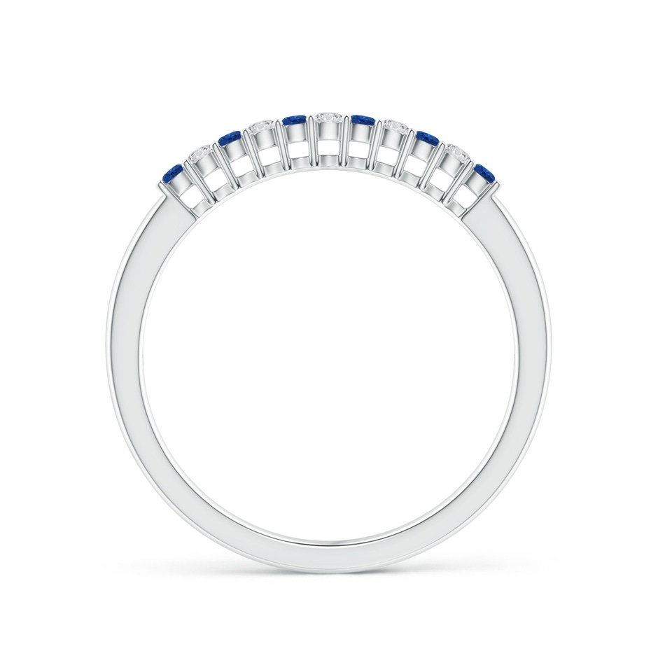 1.5mm AAA Blue Sapphire and Diamond Half Eternity Wedding Band in 9K White Gold product image