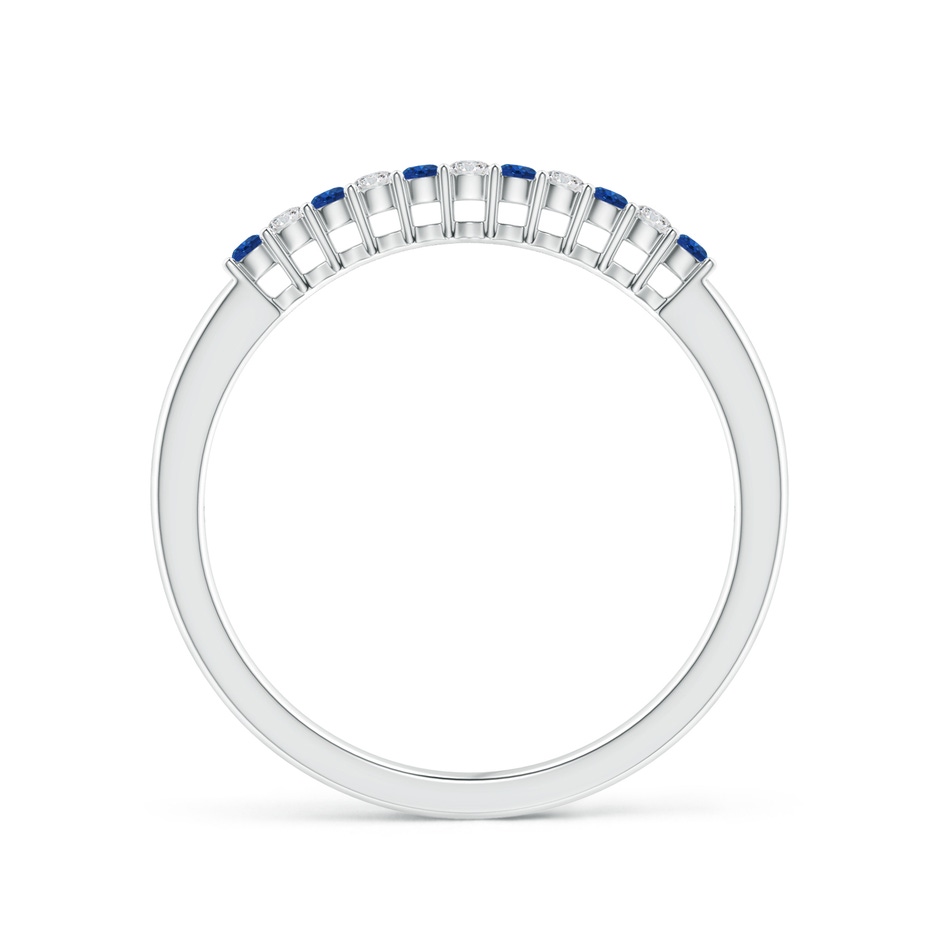 1.5mm AAA Blue Sapphire and Diamond Half Eternity Wedding Band in White Gold product image