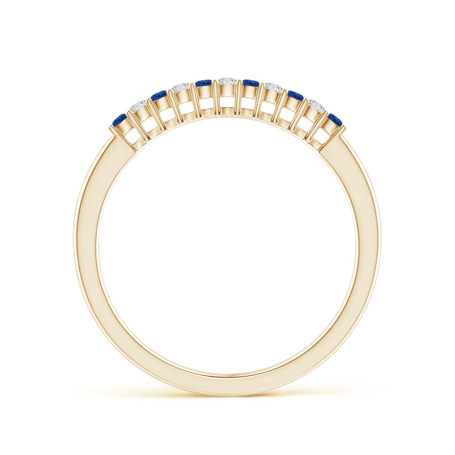 1.5mm AAA Blue Sapphire and Diamond Half Eternity Wedding Band in Yellow Gold product image