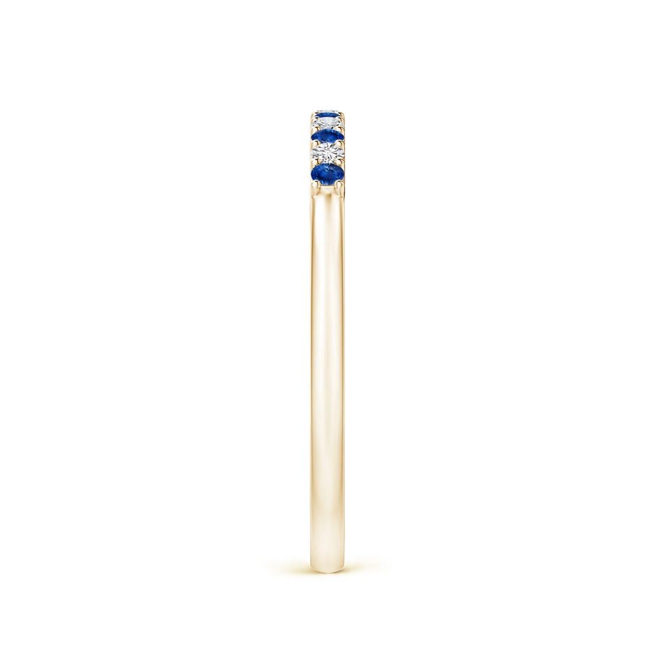 1.5mm AAA Blue Sapphire and Diamond Half Eternity Wedding Band in Yellow Gold product image