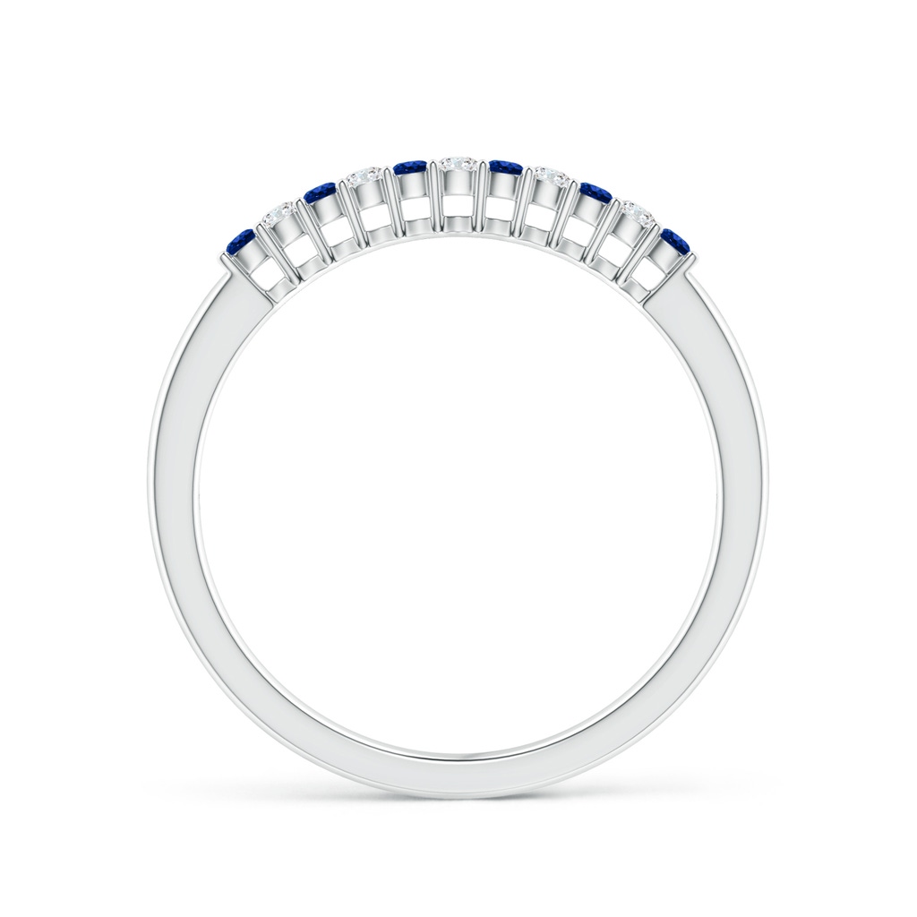 1.5mm AAAA Blue Sapphire and Diamond Half Eternity Wedding Band in P950 Platinum Product Image