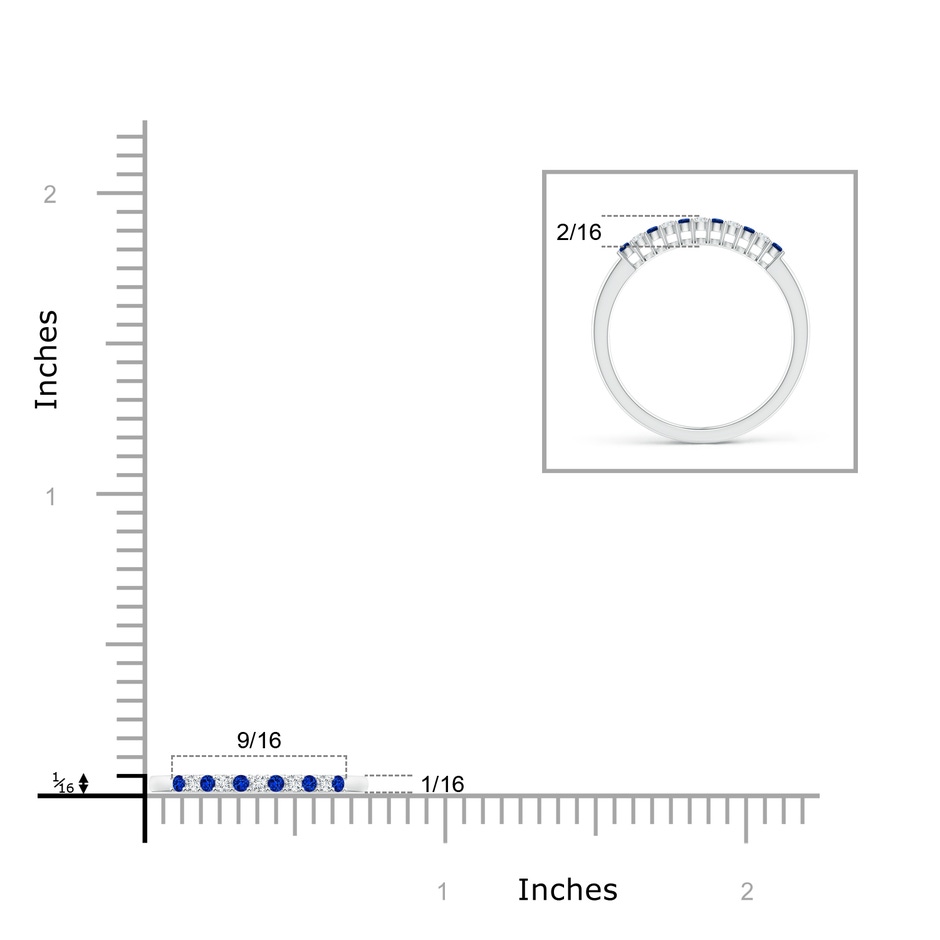 1.5mm AAAA Blue Sapphire and Diamond Half Eternity Wedding Band in P950 Platinum product image