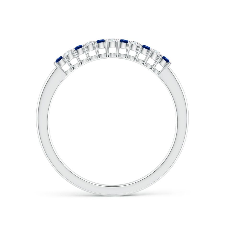 1.5mm AAAA Blue Sapphire and Diamond Half Eternity Wedding Band in White Gold product image