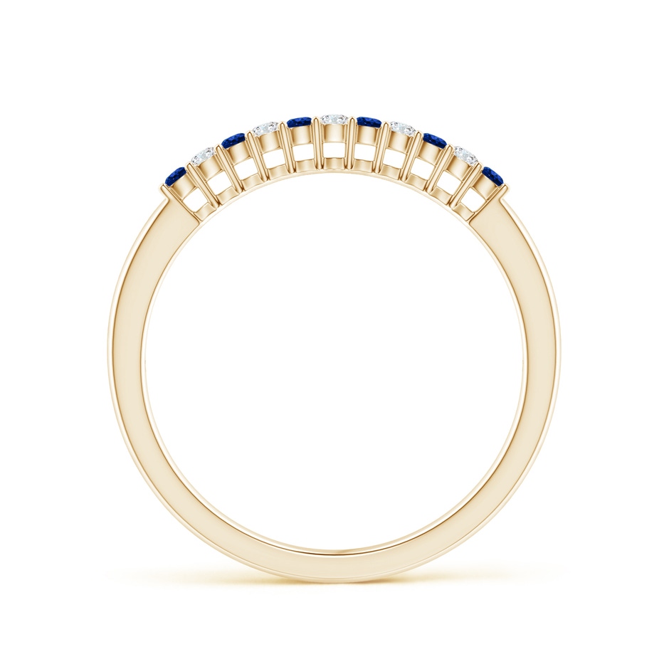 1.5mm AAAA Blue Sapphire and Diamond Half Eternity Wedding Band in Yellow Gold product image