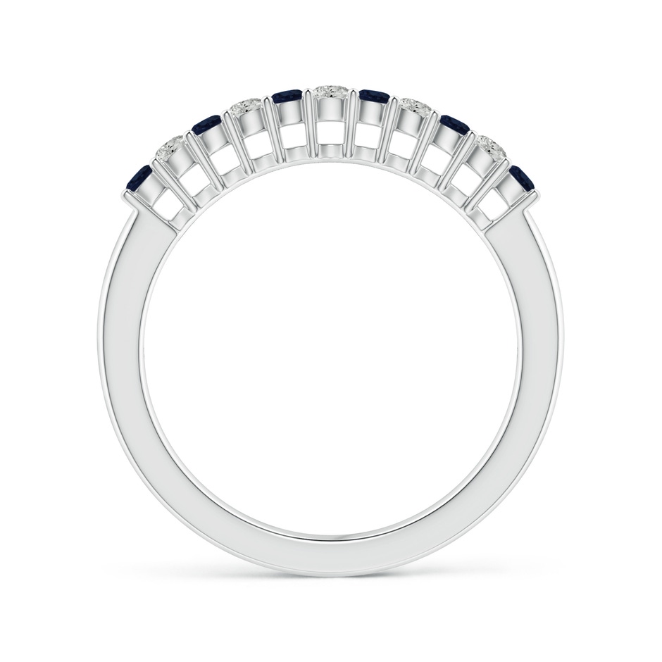 2mm A Blue Sapphire and Diamond Half Eternity Wedding Band in White Gold product image