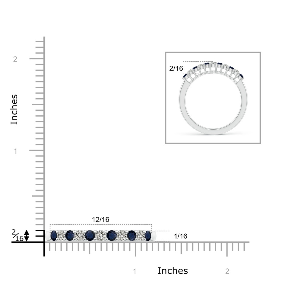 2mm A Blue Sapphire and Diamond Half Eternity Wedding Band in White Gold product image
