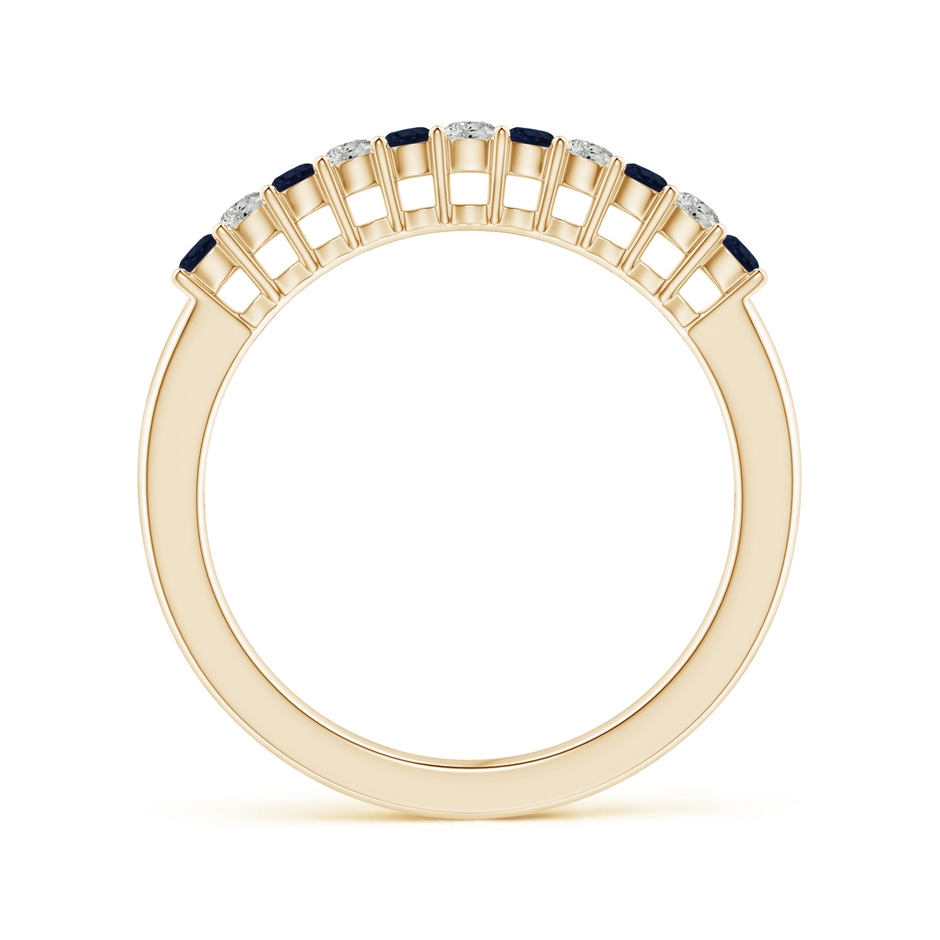 2mm A Blue Sapphire and Diamond Half Eternity Wedding Band in Yellow Gold product image