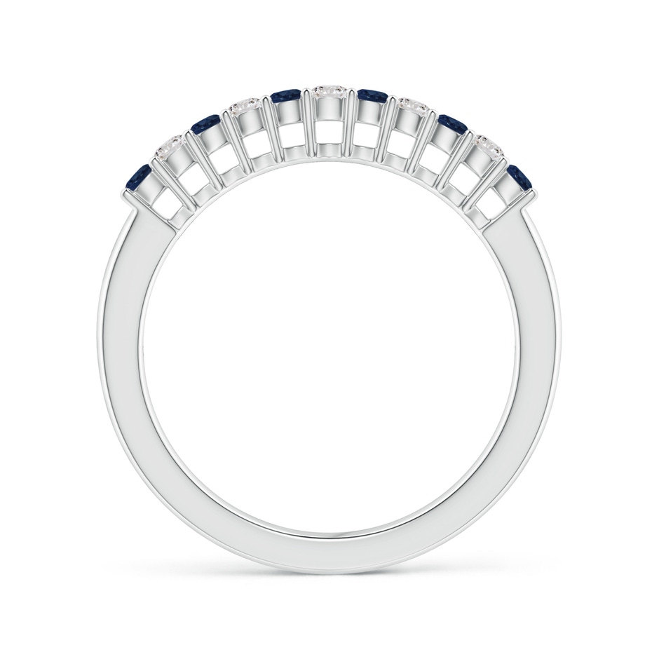 2mm AA Blue Sapphire and Diamond Half Eternity Wedding Band in White Gold product image