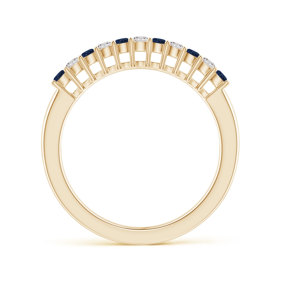 2mm AA Blue Sapphire and Diamond Half Eternity Wedding Band in Yellow Gold product image