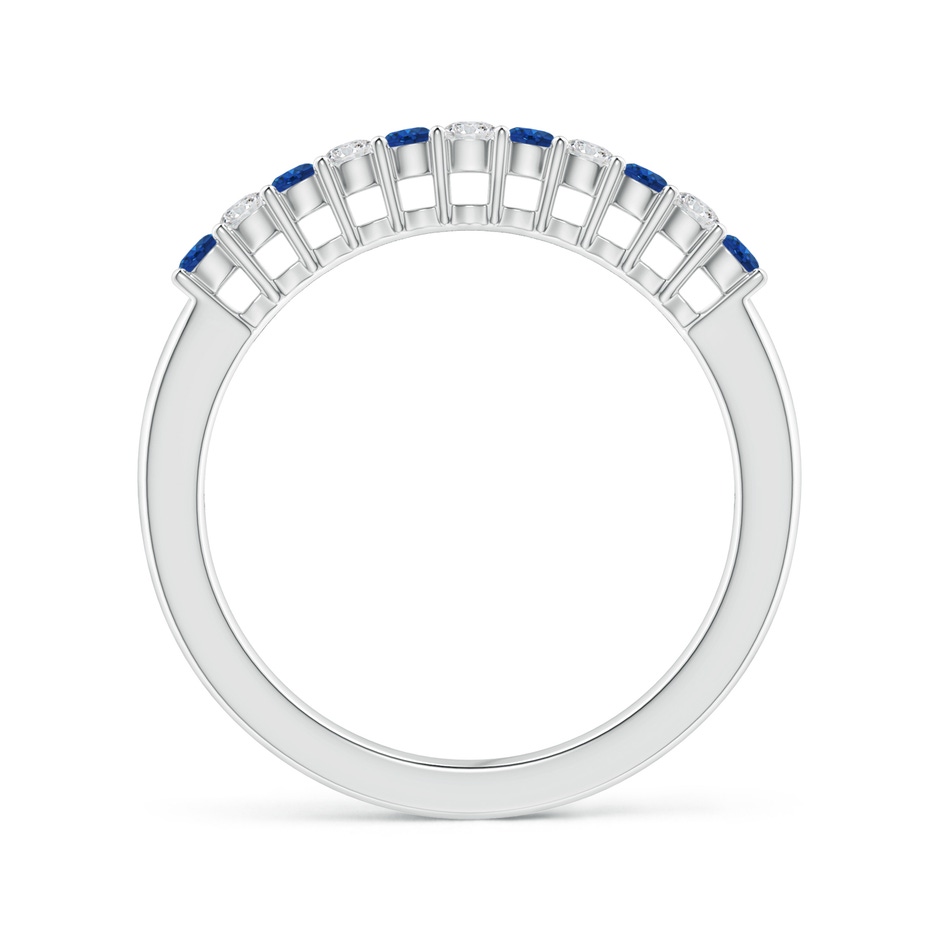 2mm AAA Blue Sapphire and Diamond Half Eternity Wedding Band in White Gold product image