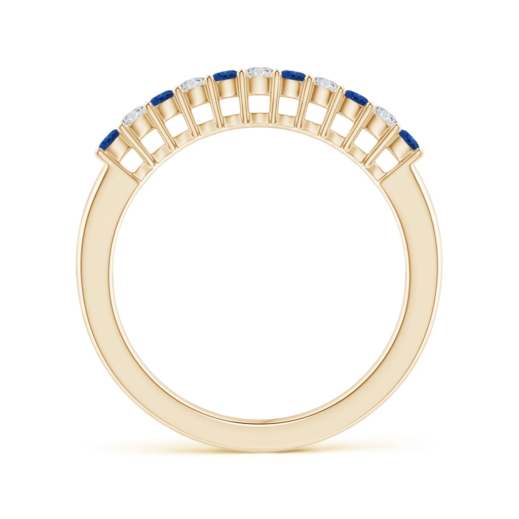 2mm AAA Blue Sapphire and Diamond Half Eternity Wedding Band in Yellow Gold Product Image