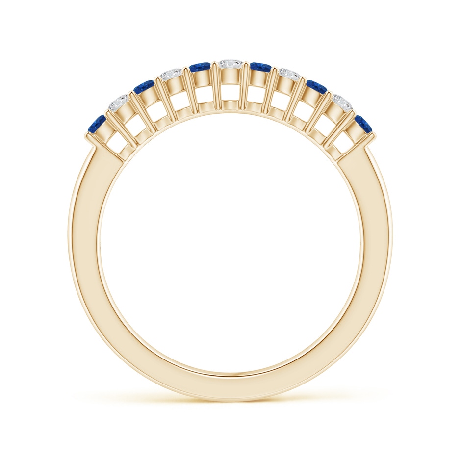 2mm AAA Blue Sapphire and Diamond Half Eternity Wedding Band in Yellow Gold product image