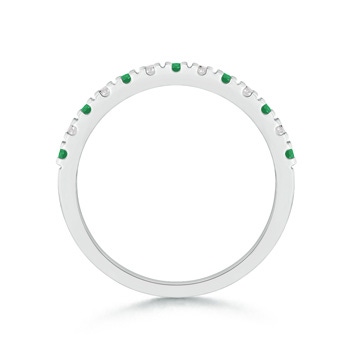 2mm A U Prong Emerald and Diamond Half Eternity Wedding Band in P950 Platinum product image