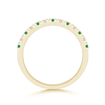 2mm A U Prong Emerald and Diamond Half Eternity Wedding Band in Yellow Gold product image