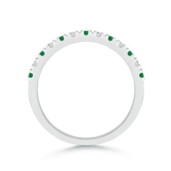 2mm AA U Prong Emerald and Diamond Half Eternity Wedding Band in White Gold product image