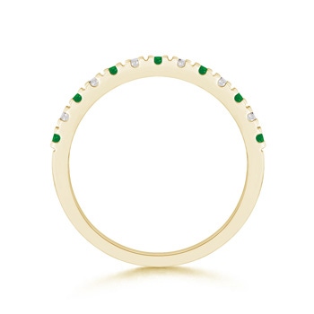 2mm AA U Prong Emerald and Diamond Half Eternity Wedding Band in Yellow Gold product image