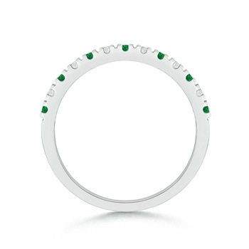 2mm AAA U Prong Emerald and Diamond Half Eternity Wedding Band in P950 Platinum product image