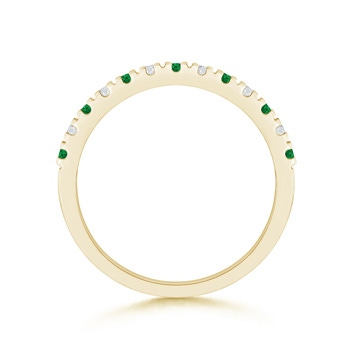 2mm AAA U Prong Emerald and Diamond Half Eternity Wedding Band in Yellow Gold product image