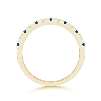 2mm AAA U Prong Sapphire Diamond Half Eternity Wedding Band in Yellow Gold product image