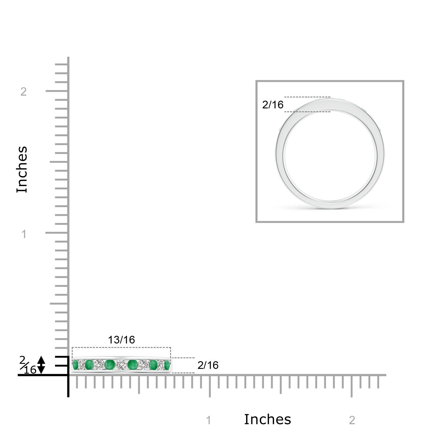 A - Emerald / 0.42 CT / 14 KT White Gold