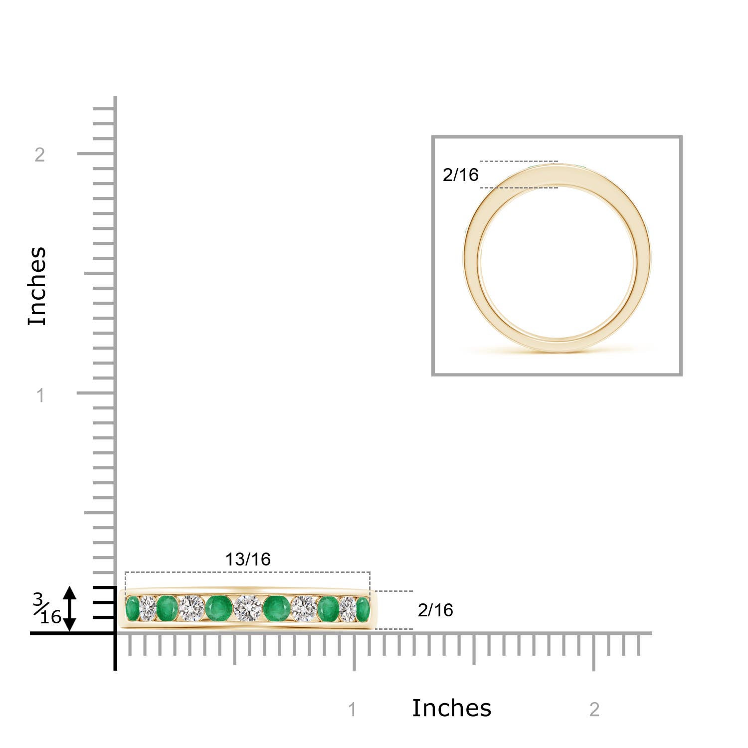 A - Emerald / 0.72 CT / 14 KT Yellow Gold