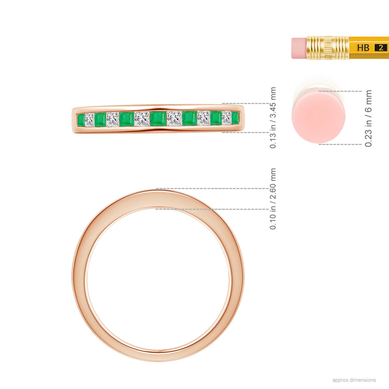 A - Emerald / 0.38 CT / 14 KT Rose Gold