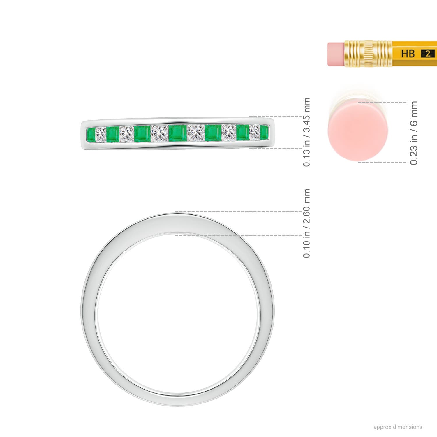 A - Emerald / 0.38 CT / 14 KT White Gold