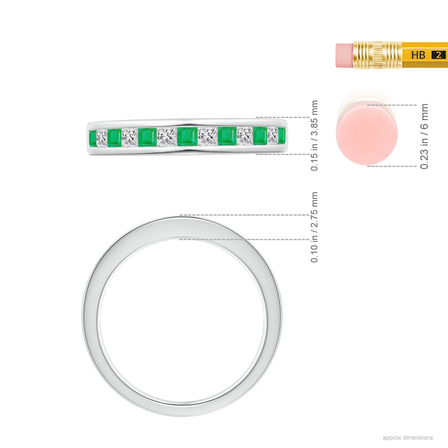 A - Emerald / 0.62 CT / 14 KT White Gold