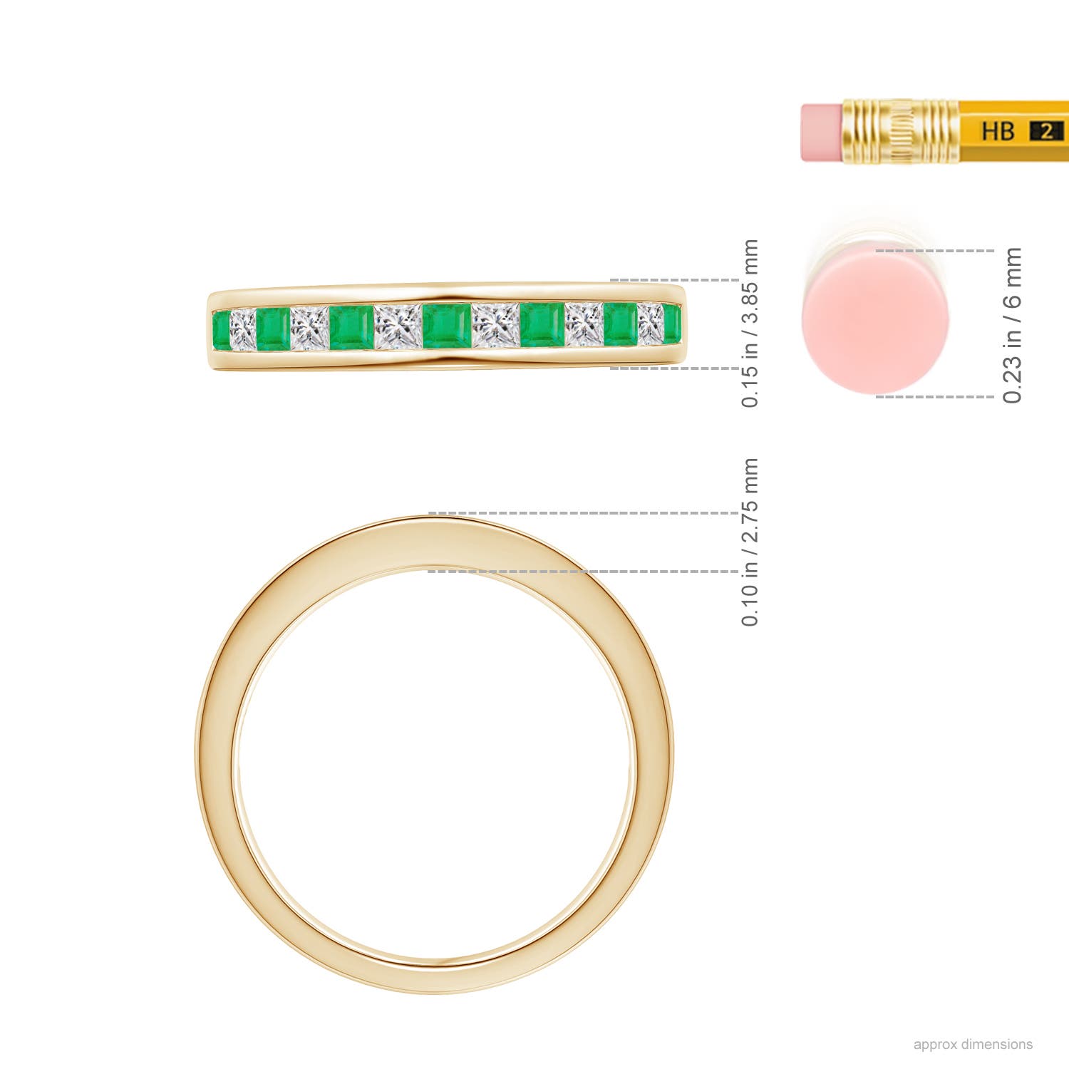 A - Emerald / 0.62 CT / 14 KT Yellow Gold